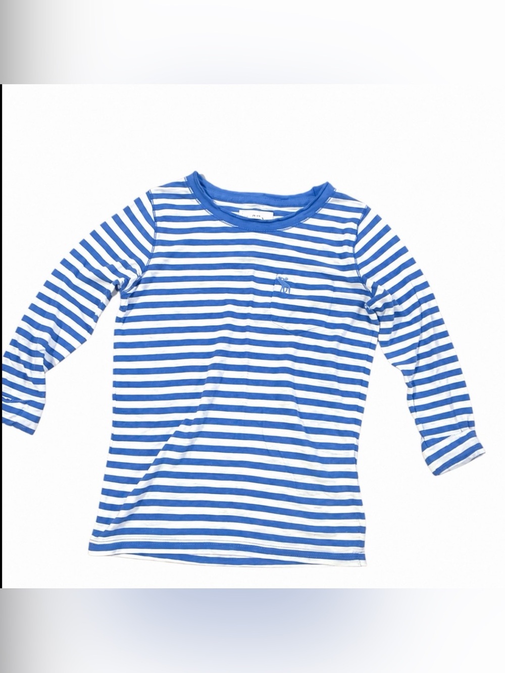 Blue White Striped Moose Long Sleeve Shirt Abercrombie Kids Small